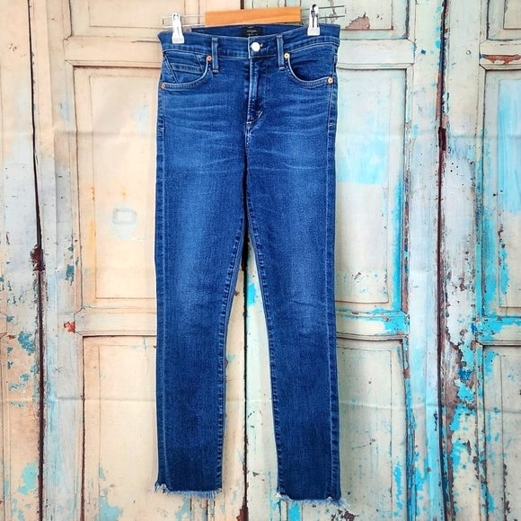 Citizens of Humanity Rocket Crop High Rise Skinny Jeans Frequency Chewed Hem - Picture 2 of 10